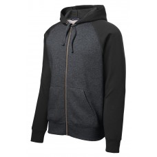 Sport-Tek Raglan Colorblock Full-Zip Hooded Fleece Jacket
